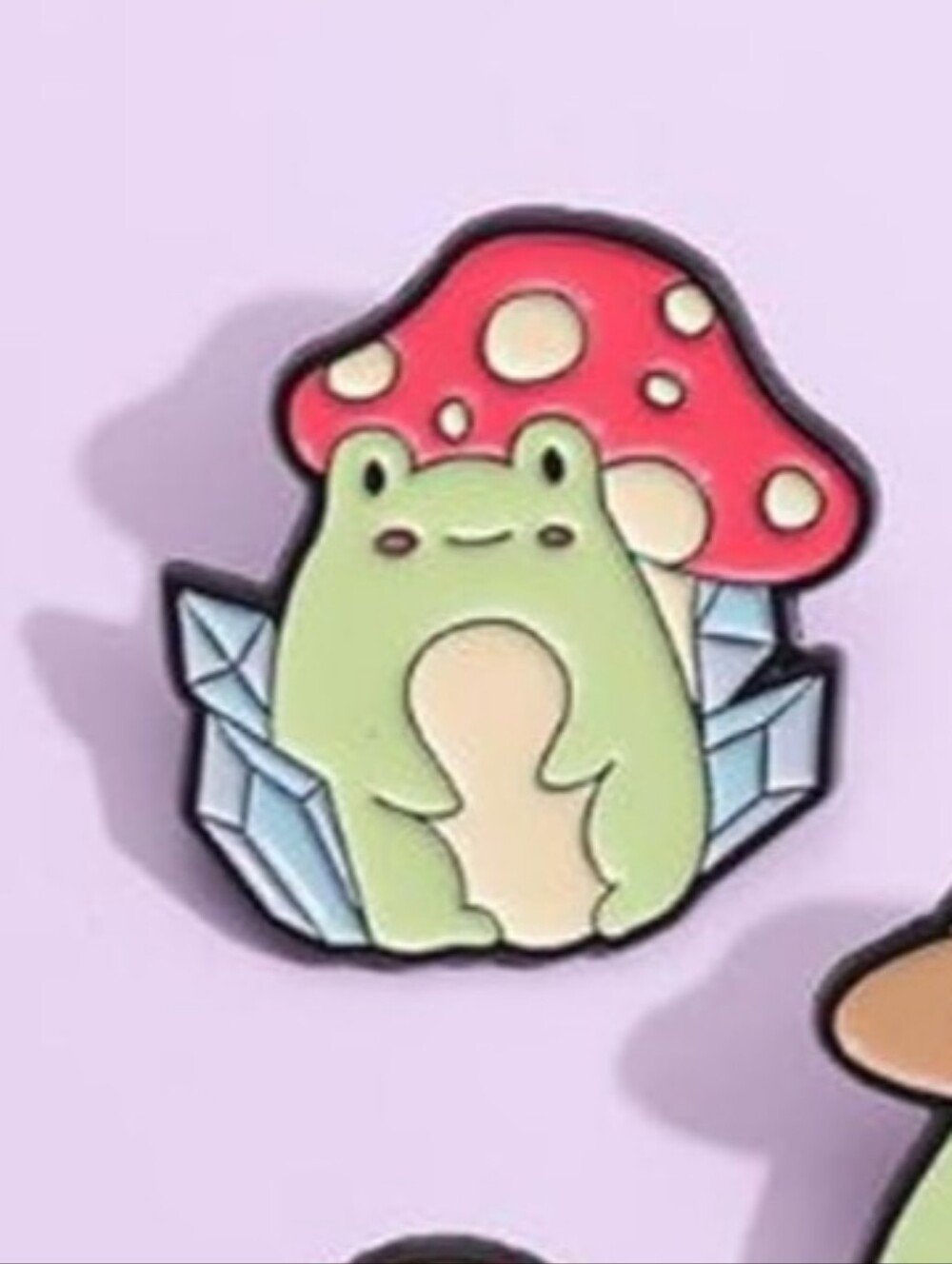 Green Frog Mushroom Enamel Pin - Cute Reptile Accessory